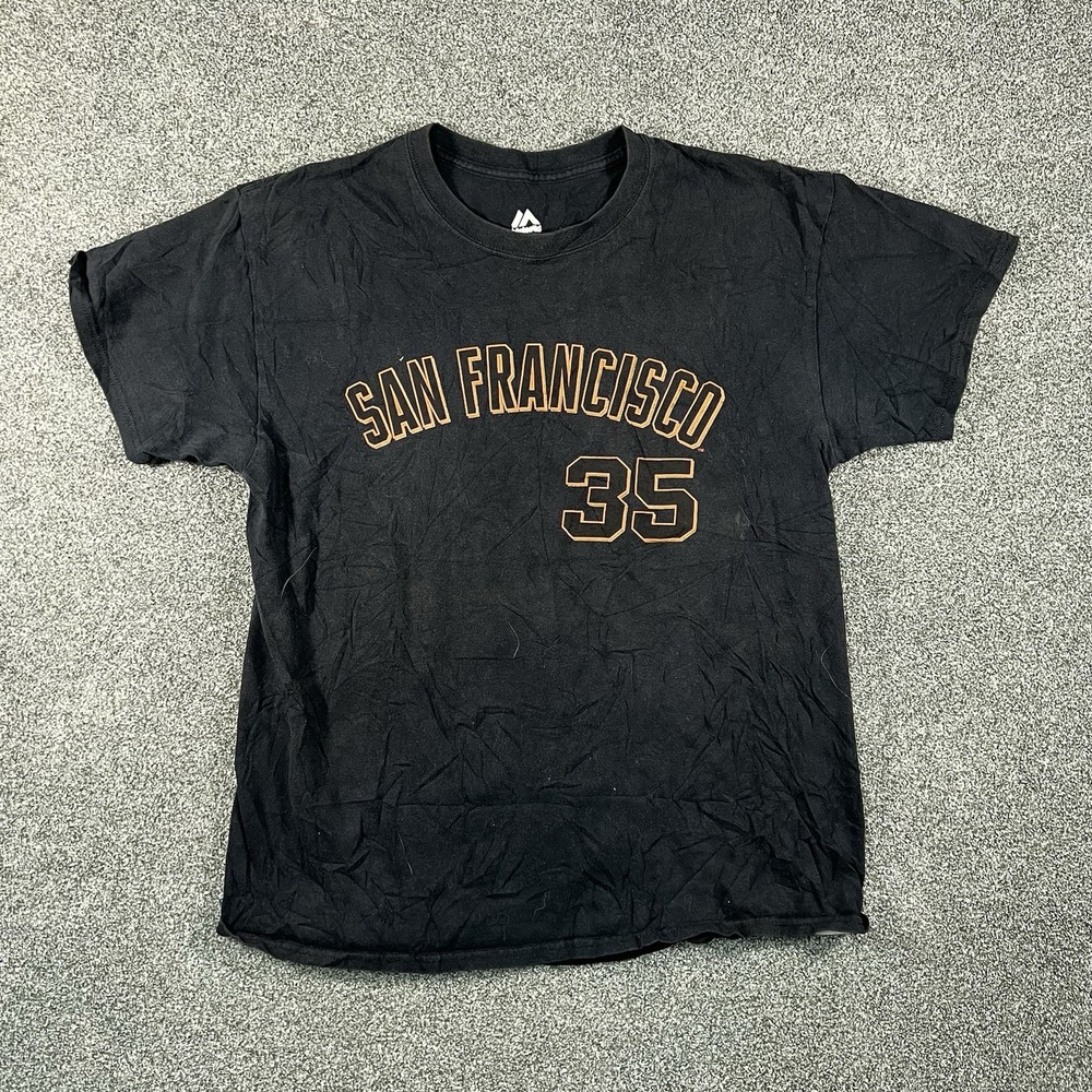 Majestic SF Giants Brandon Crawford 35 Shirt Mens Large Black MLB Baseball